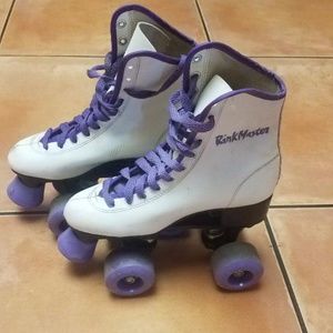 Vintage 80's White & Purple Roller Skates Sz 5